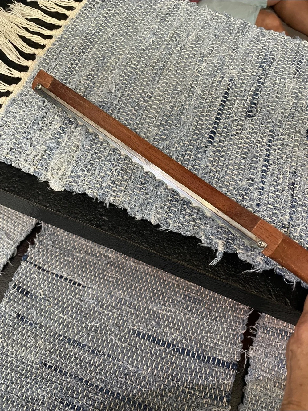 Vintage Wooden Handled Homemade Bread Knife.- Brown 15 in long. 9 in blade.